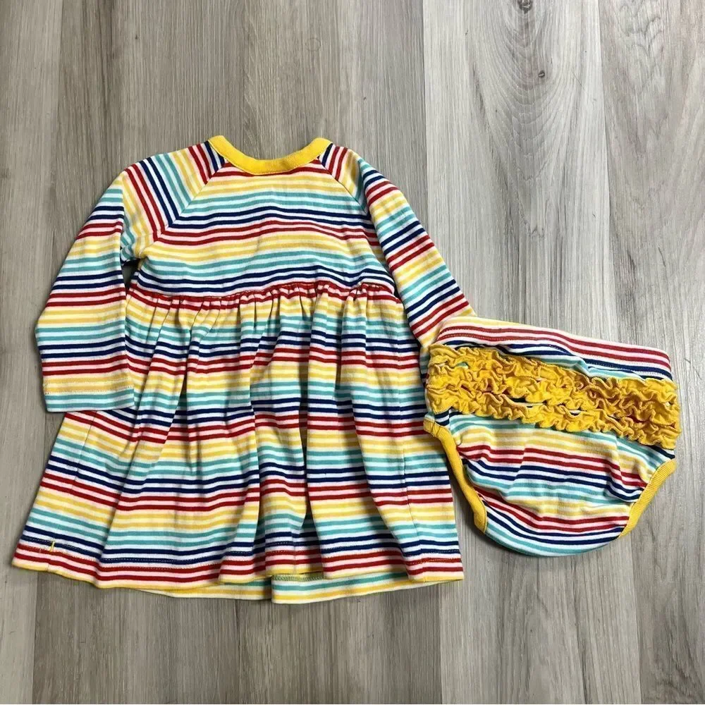 Hanna Andersson Dress Baby 3-6 Months Multicolor Striped Diaper Cover Bloomers